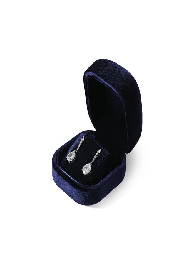 Dansmiy Resilient Velvet Ring Earrings Bracelet Necklace Display Box, Travel Mini Jewelry Organizer Case (Blue, Earrings Box) - Image 3